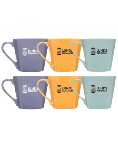 Mugg ljusblå, orange och lila m logo, 6-pack